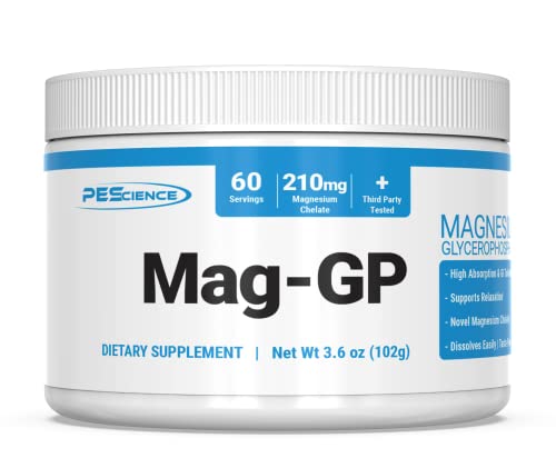 PEScience Mag-GP, Magnesium Glycerophosphate Chelate, 60 Servings, High Absorption, Improved Sleep, Stress Relief & Cramp Support