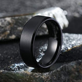 King Will BASIC Men Wedding Black Tungsten Ring 8mm Matte Finish Beveled Polished Edge Comfort Fit 15