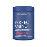 BodyHealth PerfectAmino Powder Strawberry (60 Serving) Best Pre/Post Workout Recovery Drink, 8 Essential Amino Acids Energy Supplement with 50% BCAAs, 100% Organic, 99% Utilization