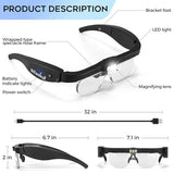 Dilzekui Magnifying Glass with Light 1.5X to 5.0X, Rechargeable Magnifying Glasses Head Magnifier, Lighted Magnifying Glass with 4 Detachable Lenses, Magnifying Headset for Close Work Reading Jewelry