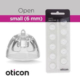 Genuine Oticon Hearing Aid Domes Minifit Open 6mm (0.24 inches - Small), Oticon Branded OEM Denmark Replacements, Authentic Accessories for Optimal Performance -2 Pack/20 Domes Total