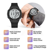 Hearkent Atomic Talking Watch Sets Itself for Visually impaired or Seniors LCD Big Number Easy-to-Read Talking Watch for Elderly (All Black)