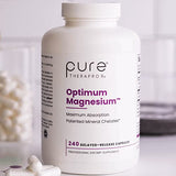 Pure TheraPro Rx Optimum Magnesium - 240 Delayed-Release Vegan Capsules - Magnesium Lysinate Glycinate Chelate & Di-Magnesium Malate, Formulated for Maximum Absorption, Supports Bone Health and Energy