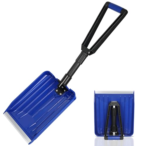 ORIENTOOLS Collapsible Snow Shovel with D-Grip Handle and Durable Aluminum Edge Blade, Portable Snow Shovel for Your Car, Truck, Recreational Vehicle, etc. (Blade 11")