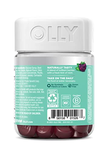 OLLY Flawless Complexion Gummy, Clear and Healthy Skin Support, Vitamins E, A, Zinc, Chewable Supplement, Berry - 50 Count (Pack of 1)