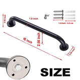 2 Pack 16 Inch Matte Black Shower Grab Bar,ZUEXT Stainless Steel Wall Mount Safety Grab Bar Handle,Bathroom Balance Bar, Safety Hand Rail Support - Handicap, Elderly, Injury, Senior Assist Bath Handle