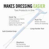 Juvo Products Dressing Aid Stick and Shoe Horn for Range of Motion Assistance, Helps Put Clothing on, 25" Long, White/Blue (DASH1)