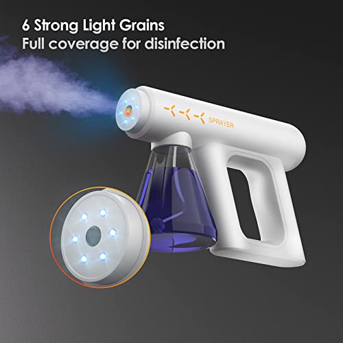 GLGLMA Atomizer Sprayer, Electric Handheld Sprayer Disinfectant Fogger Gun Portable Rechargeable Sprayer Gun, Nano Atomizer for Home Office School Hotel White