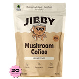 Jibby Mushroom Coffee - Organic Instant Coffee Powder with Collagen, MCT Oil, Superfood Mushrooms - Detox Mushroom Coffee Powder for Energy, Focus, Digestion, and Gut Health (Unsweetened, 30 Servings)