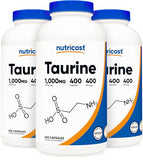 Nutricost Taurine 1000mg; 400 Capsules (3 Bottles)