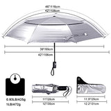 G4Free UPF 50+ UV Protection Travel Umbrella 46 Inch Windproof Silver Coating Sun Blocking Umbrella (Silver/Black)