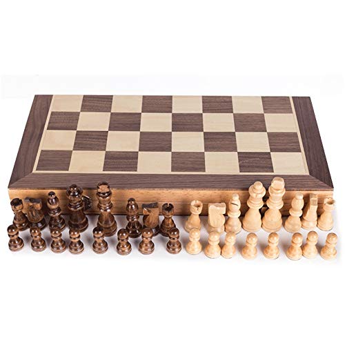 Chess Set Chess Wooden Wooden Checker Board Solid Wood Pieces Folding Chess Board High-End Puzzle Chess Game Chess Game Board Set (Color : Brown)