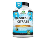 Magnesium Citrate 400 mg - High Potency Elemental Magnesium Essential Mineral for Heart, Muscle, & Digestion Support – Non-GMO - 120 Tablets