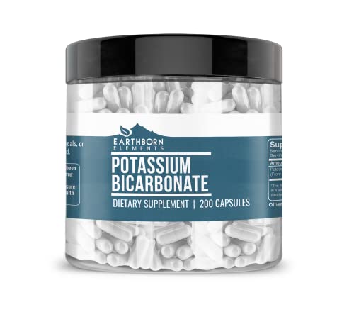 Earthborn Elements Potassium Bicarbonate 200 Capsules, Pure & Undiluted, No Additives