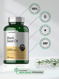 Black Seed Oil 2000mg | 120 Softgel Capsules | Cold Pressed Nigella Sativa Pills | Non-GMO, Gluten Free Supplement | by Horbaach