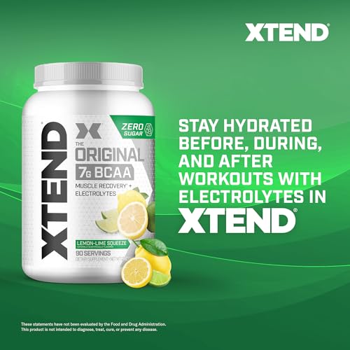 XTEND Original BCAA Powder Lemon Lime Squeeze | Sugar Free Post Workout Muscle Recovery Drink with Amino Acids | 7g BCAAs for Men & Women | 90 Servings