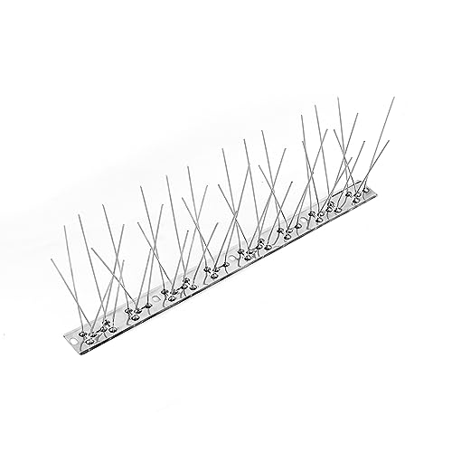 BUGG OFF - Bird & Rodent Spikes, Unique Spike Pattern effecitviely deteres Pesky Pigeons, Squirrels, Raccoons. Installs on Fences, Gates, Roofs, Walls and More! (12 Feet, Stainless Steel)