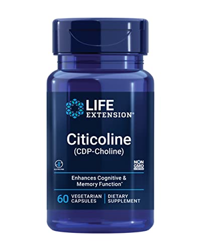 Life Extension Citicoline (CDP-Choline) - Citicoline Supplement for Brain & Cognitive Health, Focus, Attention, Memory Function - Non-GMO, Gluten Free, Vegetarian - 60 Capsules