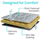 Vive Wheelchair Armrest Covers (Pair) - Memory Foam Sheepskin Pad for Office & Transport Chair - Soft Support Cushion Accessories for Padded Arm Rest, Kids, Adults - Comfort Padding Pressure Relief