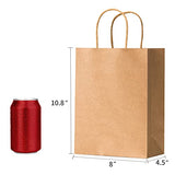 RACETOP Brown Paper Bags with Handles Bulk, 100Pcs, 8x4.5x10.8Inches, Gift Bags, Brown Kraft Paper Bags, Gift Bags Bulk, Retail Bags, Party Bags, Shopping Bags, Favor Bags