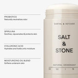 SALT & STONE Natural Deodorant - Santal & Vetiver | Extra Strength Natural Deodorant for Women & Men | Aluminum Free with Seaweed Extracts, Shea Butter & Probiotics | Free From Parabens, Sulfates & Ph