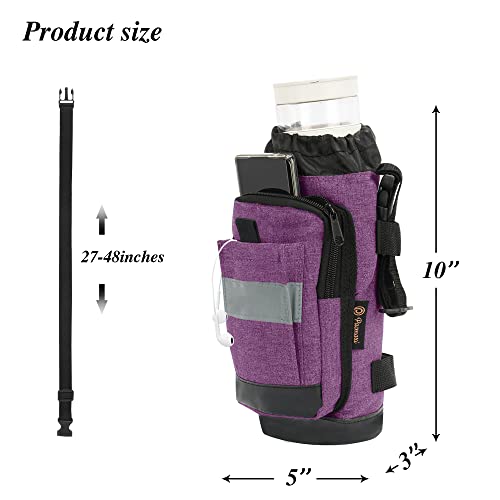 Crutch Bag Lightweight Crutch Accessories Storage Pouch with Reflective Strap and Front Zipper Pocket for Universal Crutch Bag to Keep Item Safety (Purple)