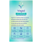 Vagisil 2-in-1 Leak Rescue Intimate Feminine Wipes for Women, Gynecologist Tested & Hypoallergenic, 12 ct (Pack of 3)