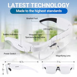 YOCTOSUN Head Magnifier Glasses with 3 LED Lights and Detachable Lenses 0.75X, 1.25X,2.0X, 3.0X and 4.0X, USB Charging Eyeglasses Magnifier, Magnifying Glasses with Light for Close Work Hobby Crafts