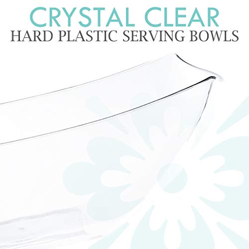 PLASTICPRO Disposable 128 ounce Square Serving Bowls, Party Snack or Salad Bowl, Extra Large Plastic Crystal Clear Pack of 4