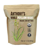 Anthony's Organic Whole Psyllium Husks, 1.5 lb, Dietary Fiber, Gluten Free, Non GMO, Keto Friendly