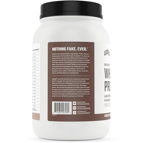 Levels Grass Fed 100 Whey Protein, No Hormones, Chocolate Mocha, 2LB