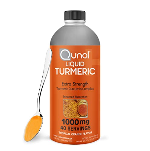 Qunol Liquid Turmeric Curcumin with Black Pepper, Turmeric Supplement 1000mg, Extra Strength, Joint Health, 40 Servings, 20.3 fl oz