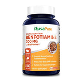 NusaPure Benfotiamine 300mg 180 Veggie Caps (Non-GMO,Vegan & Gluten-Free) with Bioperine