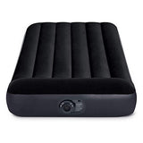 INTEX 64145ED Dura-Beam Standard Pillow Rest Air Mattress: Fiber-Tech – Twin Size – Built-in Electric Pump – 10in Bed Height – 300lb Weight Capacity,Navy