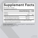 Sports Research CLA - 1250mg with Active Conjugated Linoleic Acid for Men and Women | Non-GMO, Soy & Gluten Free - 95% (90 Softgels)