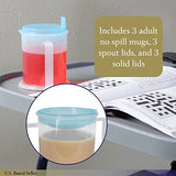 Mondo Medical Double Handle Adult Sippy Cups for Elderly Assistance - 3pk 12oz Clear Tumblers with Lids and Spouts