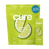 Cure Hydrating Plant Based Electrolyte Mix | FSA & HSA Eligible | Powder for Dehydration Relief | Made with Coconut Water | Non-GMO | No Added Sugar | Vegan | Gluten Free | Pouch of 14 Packets - Lime