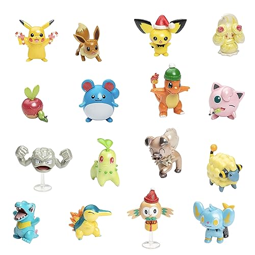 Pokémon 2023 Holiday Advent Calendar for Kids, Boys & Girls - 24 Piece Gift Playset - Characters Featured: Pikachu, Eevee, Charmander & More! - 16 Holiday Toy Figures & 8 Christmas Accessories - 4+