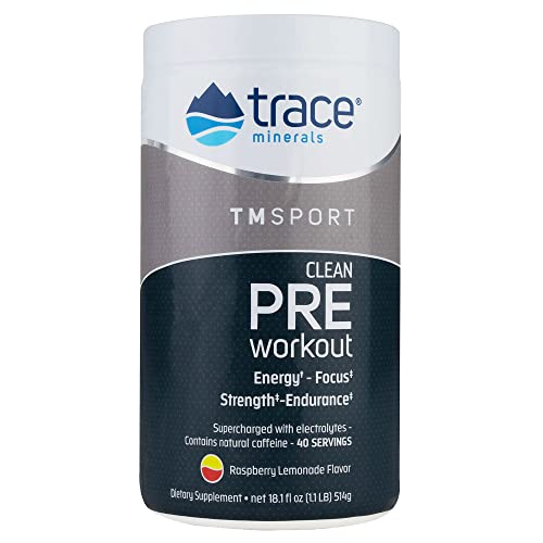 Trace Minerals | TMSPORT Series Pre Workout Supplement | Energy and Strength Booster | No Artificial Color| Raspberry Lemonade Flavor | 18.1 Ounce, 40 Servings