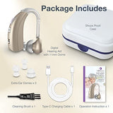 Delmicure Hearing Aids For Seniors, Rechargeable Digital Hearing Aids Adults with Hearing Loss Dual Frequency Adjustments And Multi-Level Volume Adjustment, Gold