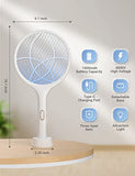 YISSVIC Electric Fly Swatter 4000V Bug Zapper Racket Dual Modes Mosquito Killer with Purple Mosquito Light Rechargeable for Indoor Home Office Backyard Patio Camping (White 2 Pack)