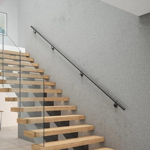 ROTHLEY Pipe Handrails for Indoor Stairs: 9.8FT Stair Railing Steel Ha