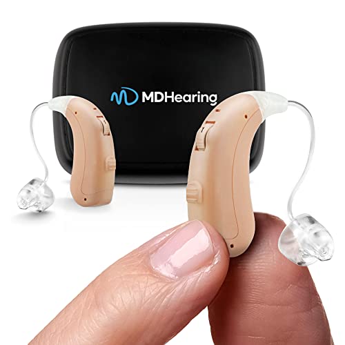 MDHearingAid VOLT OTC Hearing Aids for Seniors, Doctor-Designed Rechargeable, 2 Directional Microphones, 4 Audio Settings, Fits with Glasses, Deluxe Charger Included …