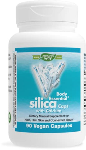Nature's Way Body Essential Silica Capsules with Calcium & Vitamin D, Nails, Hair, Skin & Connective Tissue Support*, 90 Capsules