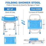 Medhelp Upgraded Folding Shower Chair, Stainless Steel Foldable Shower Seat for Inside Bathtub, Lightweight & Portable Non-Slip Feet Bathroom Bench, Travel Shower Stool for Elderly, Disabled, Injured