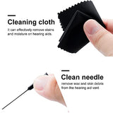 32-Pcs 1.5mm Starkey Hearing Aid Ear Wax Guard Filters Cleaning Tool Wax Guard Filters for Starkey Widex Hearing aid with Brush Clothes Long and Short Needle (4-Pack Gray case+Maintenance)
