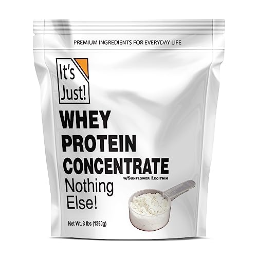 It's Just! - 100% Whey Protein Concentrate, Made in USA, Premium WPC-80, No Added Flavors or Artificial Sweeteners (Original/Unflavored, 3 Pound (Pack of 1))