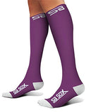 SB SOX Compression Socks (20-30mmHg) for Men & Women – Best Compression Socks for All Day Wear, Better Blood Flow, Swelling! (Small, Purple/White)