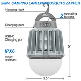 Wisely Bug Zapper Outdoor/Indoor Electric, USB-C Rechargeable Mosquito Killer Lantern Lamp, Portable Insect Electronic Zapper Indoor Trap, with LED Light 1PK Slate
