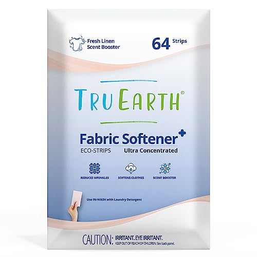 Tru Earth Fabric Softener Strips for Washing Machine, Alternative to Fabric Softener Liquid and Pods, Fresh Linen Scent Booster, Up to 128 Loads Per 64-Count